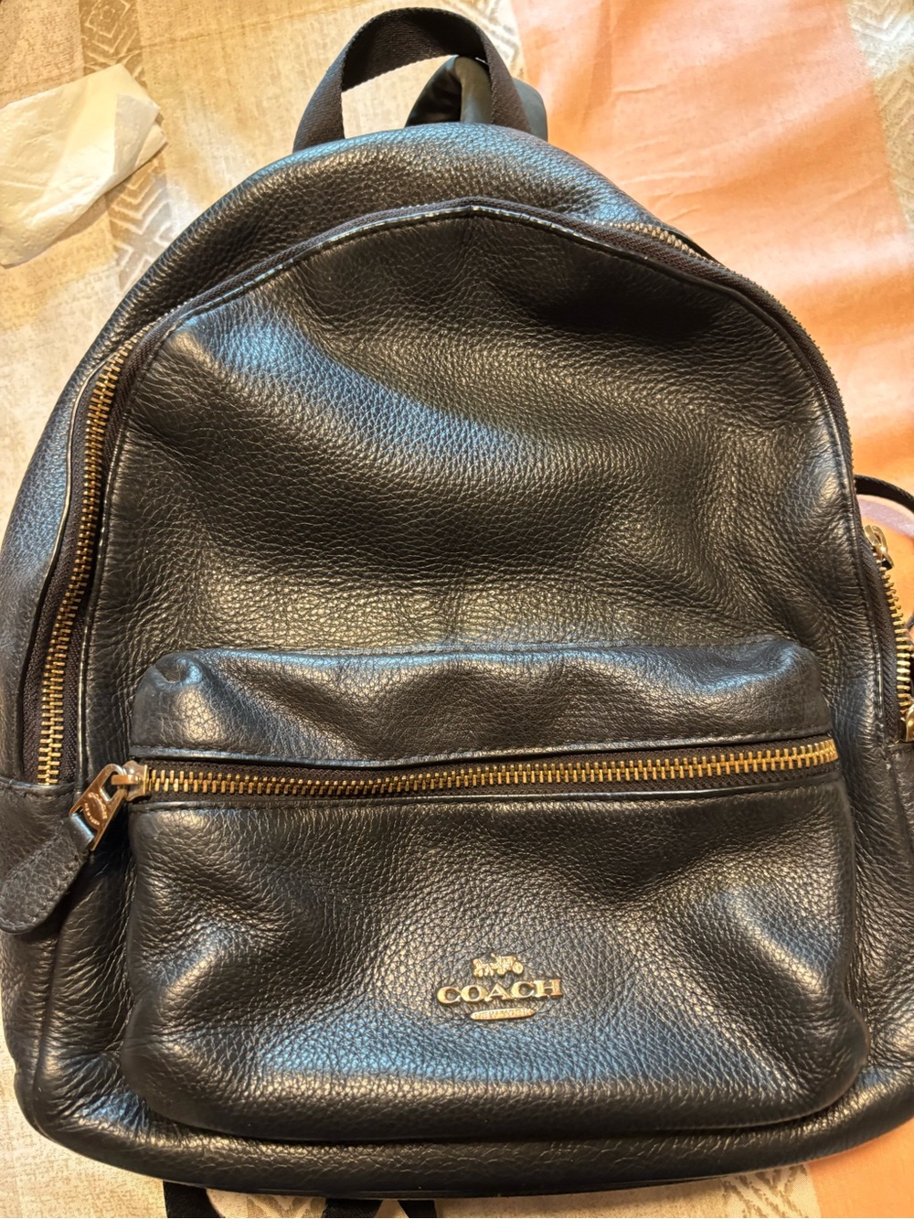 Coach Black Pebbled Leather Backpack